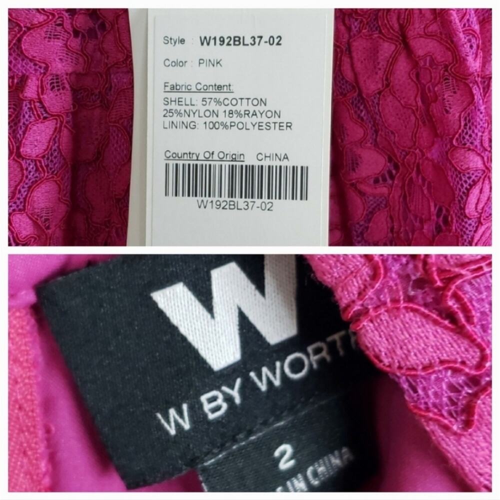 NWT $258 Hot Pink Floral Lace Size 2 Halter Blouse - Picture 4 of 5